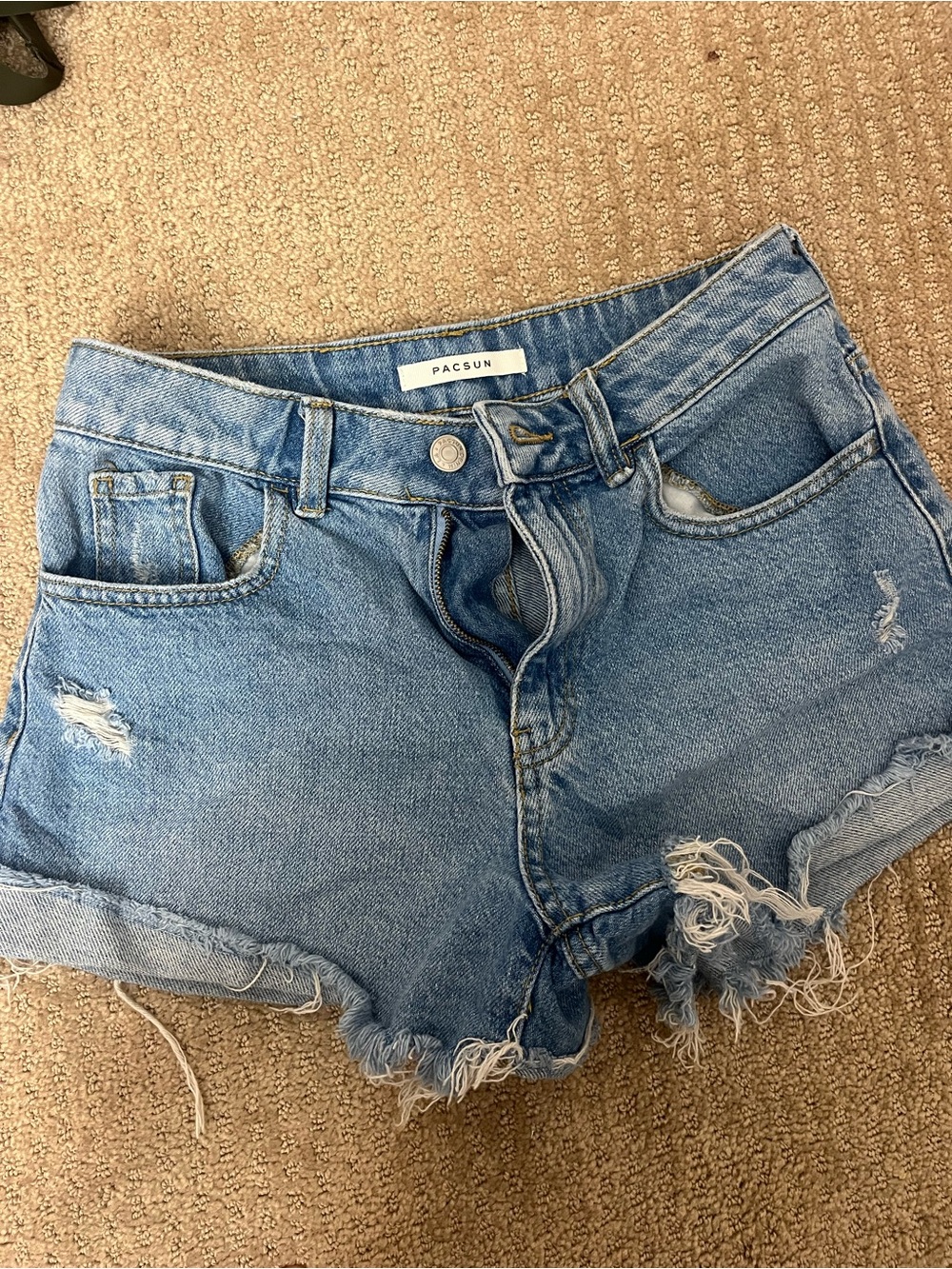 PacSun Women's Light Blue Ripped Denim Cutoff Shorts
